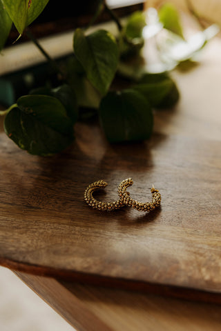 Gold Beaded Hoop Earring